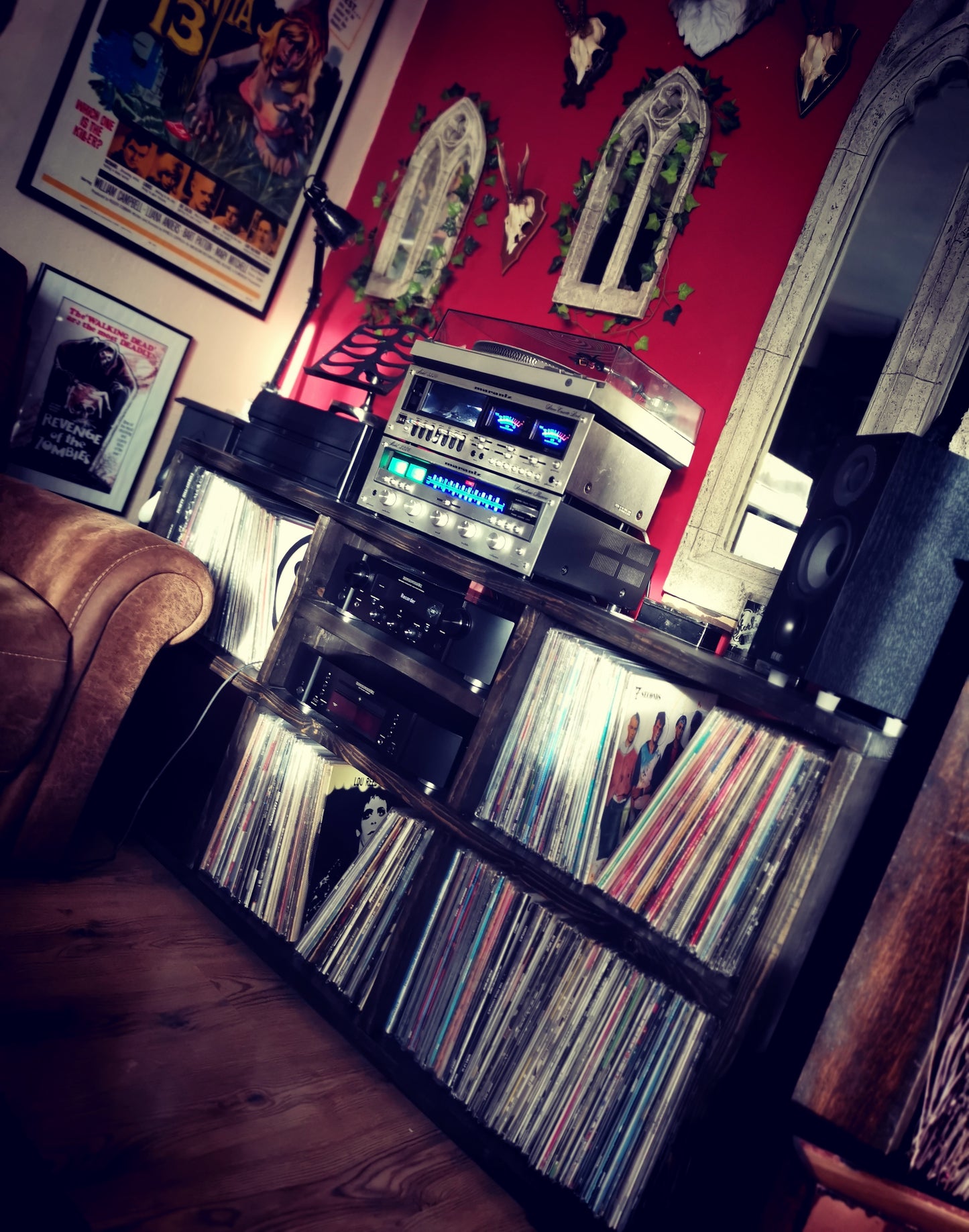 Krodel – Two-Tier DJ Vinyl Storage Cabinet with Amp Shelf