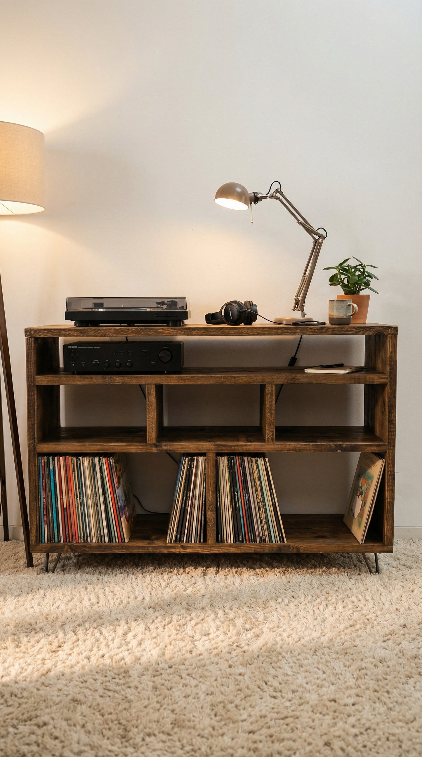 Glaufen – Three-Tier Record Storage Cabinet for LPs, 7"s, and CDs