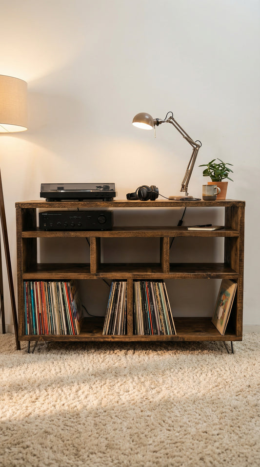 Glaufen – Three-Tier Record Storage Cabinet for LPs, 7"s, and CDs