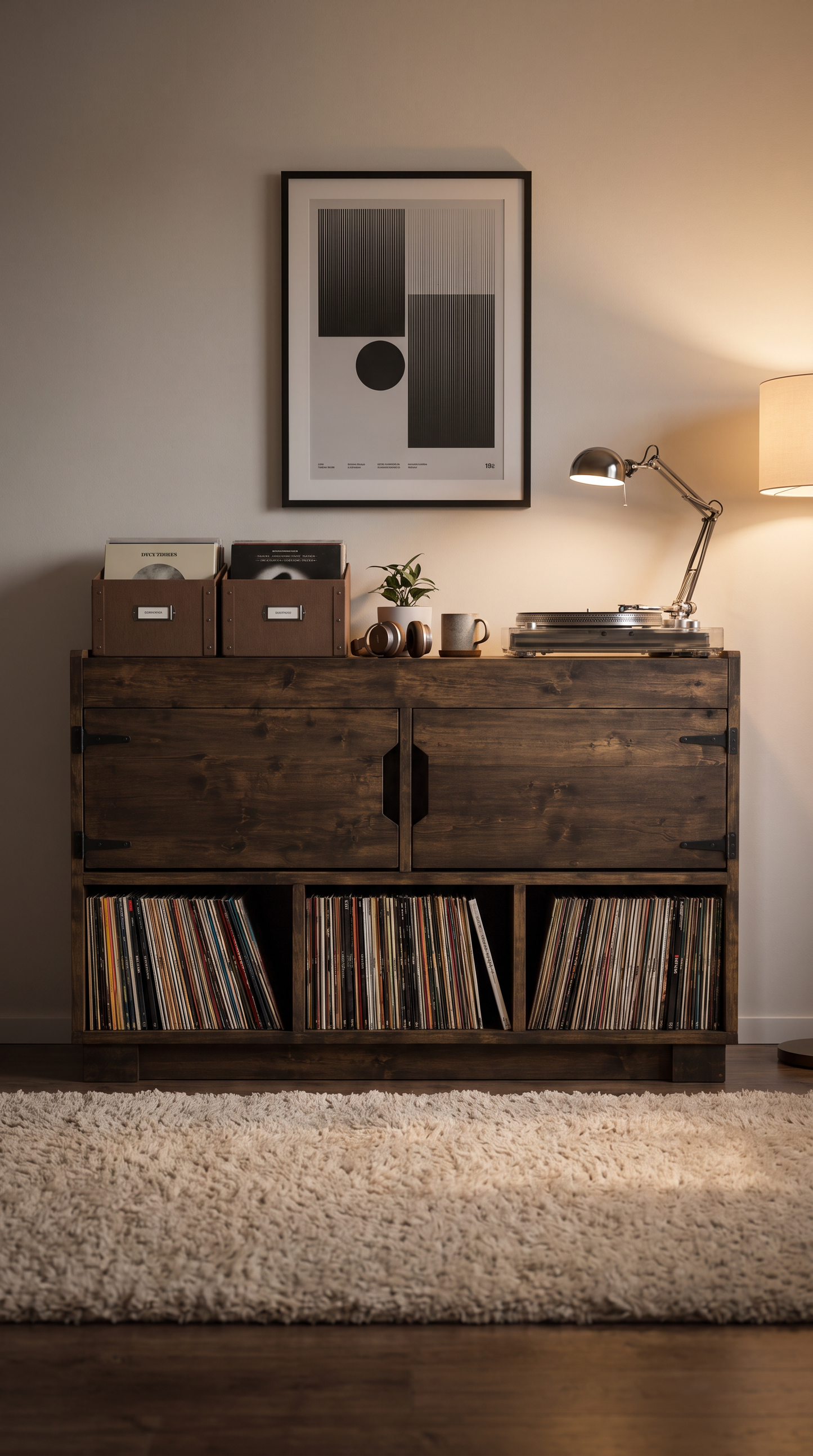 Danzug DJ Stand with Vinyl Storage – Walnut Finish, 120cm