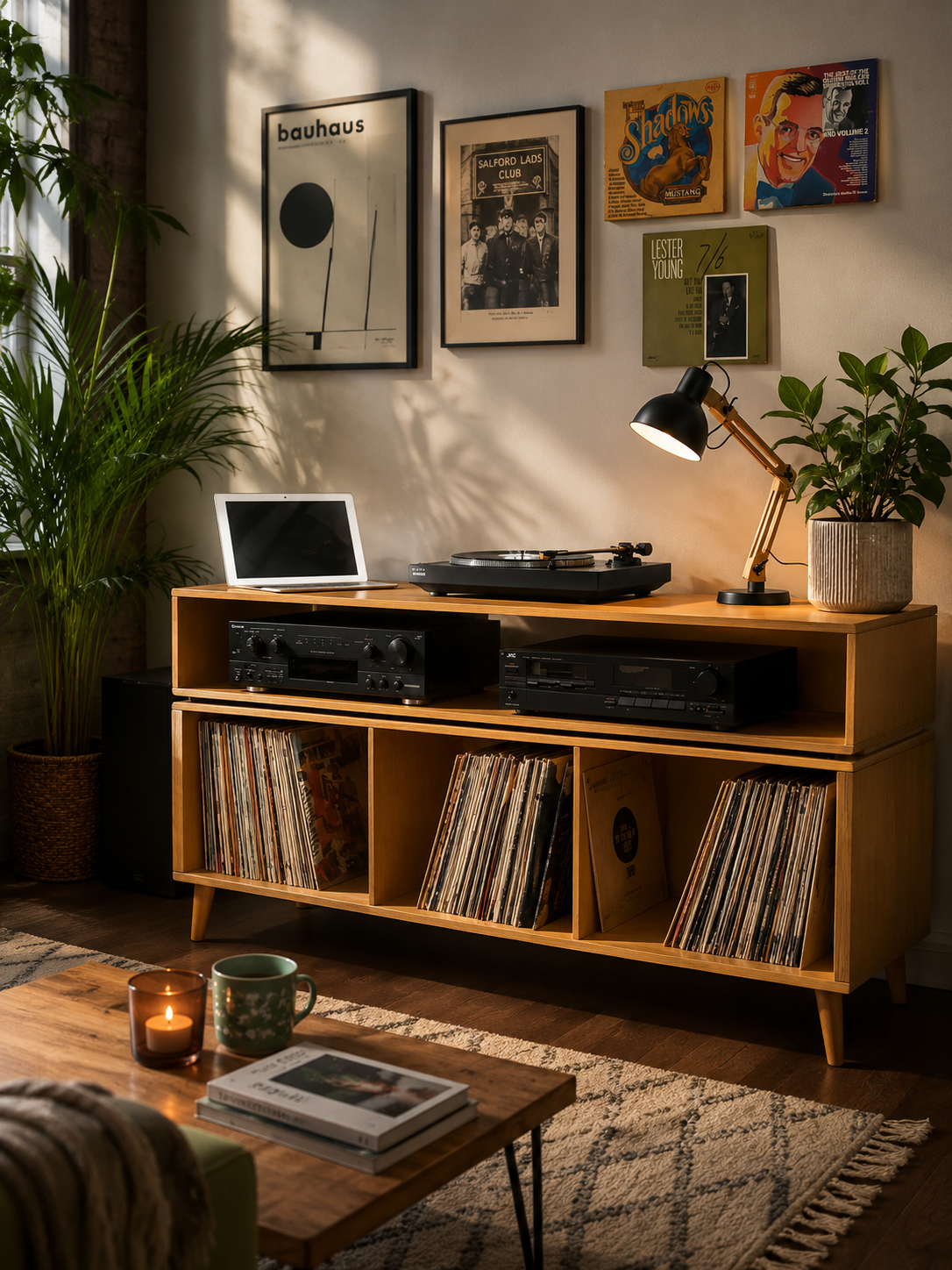 Holskar - Vinyl Storage Cabinet with CD Shelf