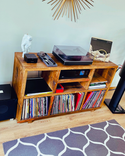 Krodel – Two-Tier DJ Vinyl Storage Cabinet with Amp Shelf