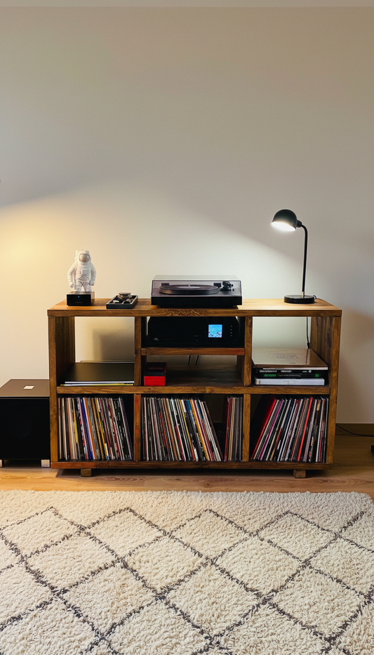 Krodel – Two-Tier DJ Vinyl Storage Cabinet with Amp Shelf