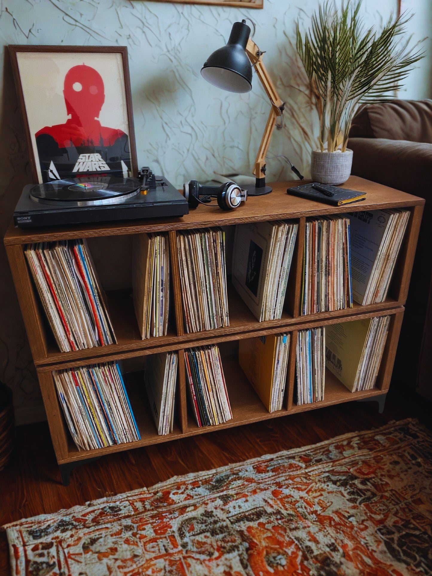Zauflor Two-Tier Vinyl Record Storage Cabinet