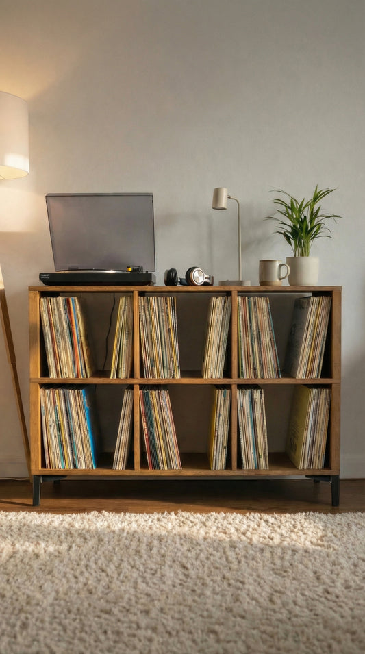 Zauflor Two-Tier Vinyl Record Storage Cabinet